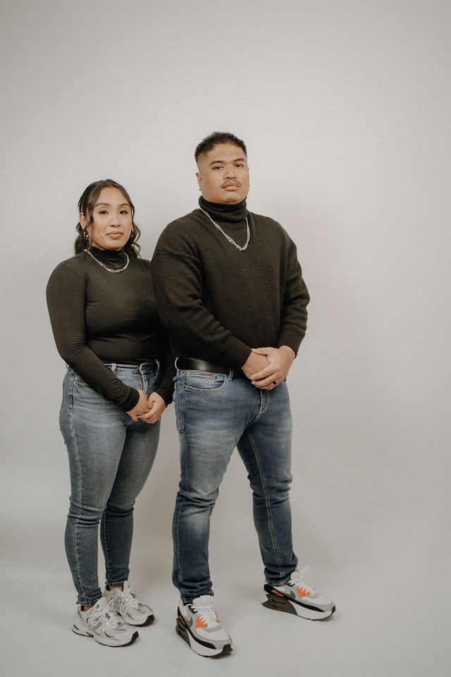 Couple photographed together in the Stel Star studio