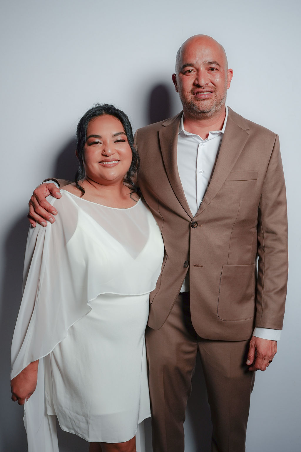 Bride and groom in a classic Stel Star portrait booth photograph
