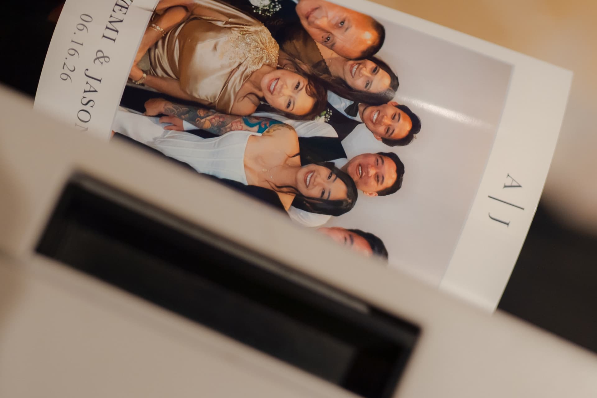 Custom printed photobooth print with the couple's names