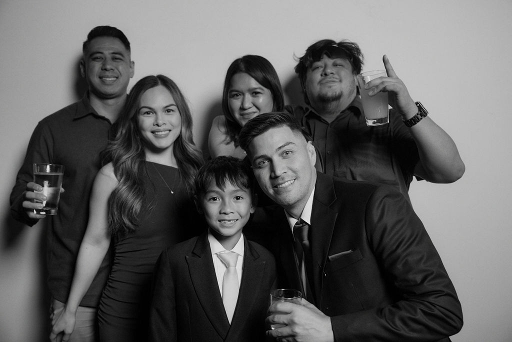 Couple portrait captured in black and white at a wedding
