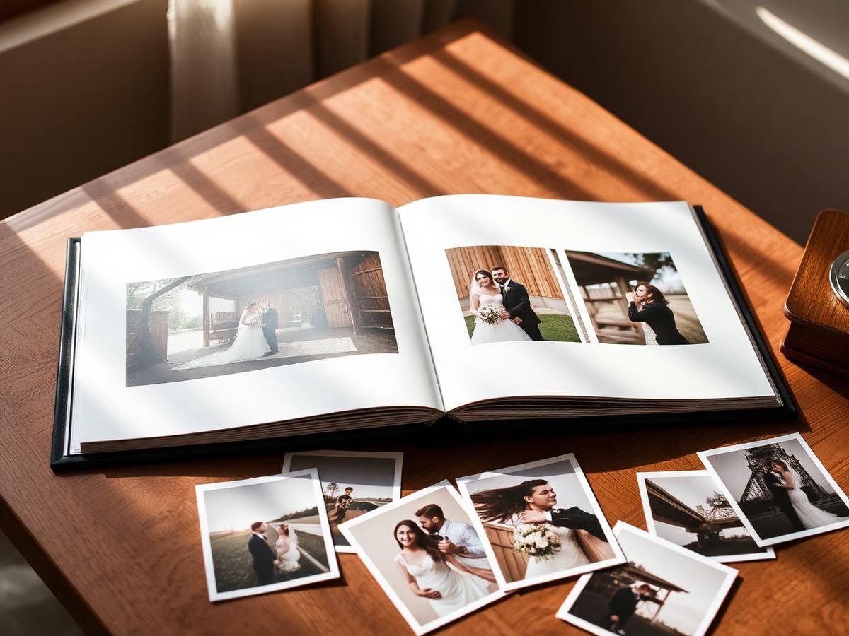 Matte wedding photo album and prints made in the Stel Star studio